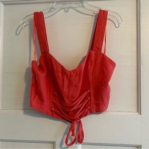 🟢3 for $30🟢A&F Pink Cropped Tie-Front Corset Tank (NWT)